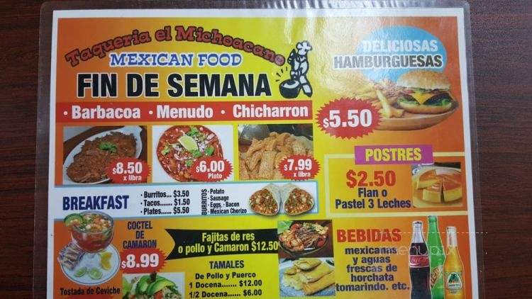 Taqueria El Michoacano - Fort Worth, TX menu_pic