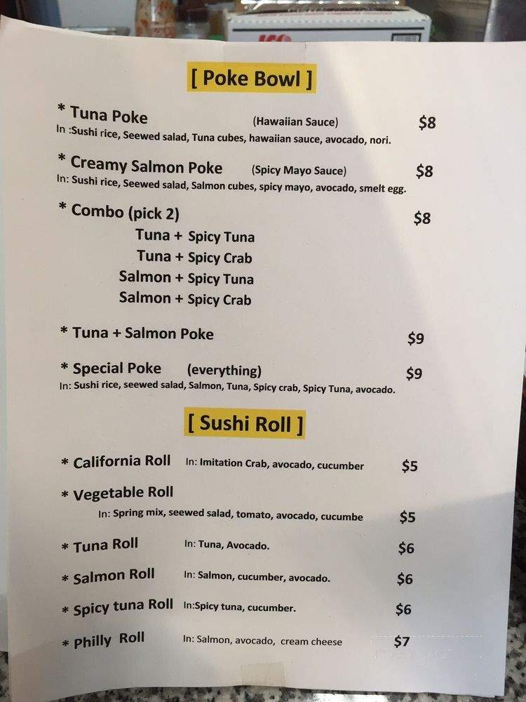 Sunshine Japanese Food - Oceanside, CA menu_pic