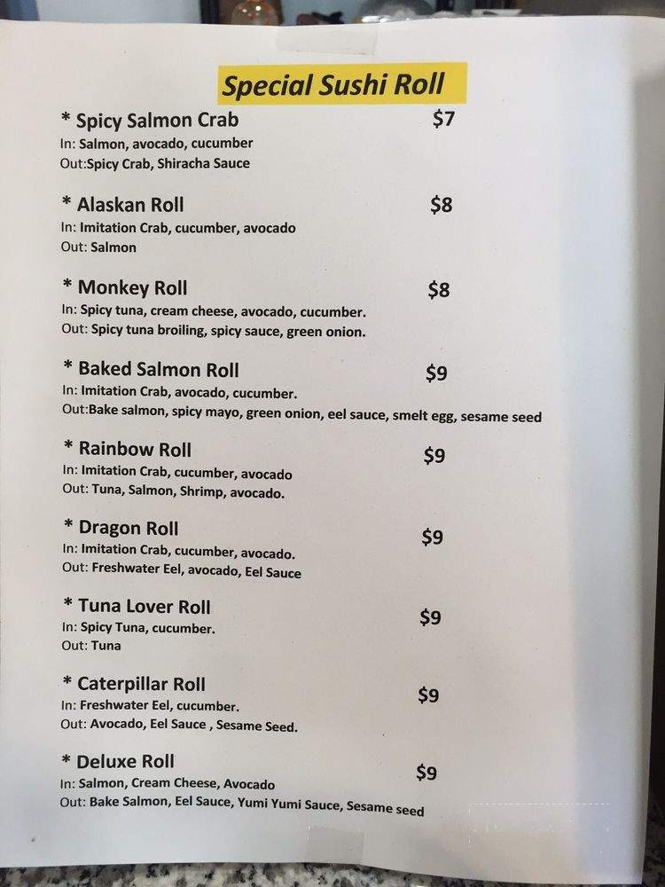 Sunshine Japanese Food - Oceanside, CA menu_pic