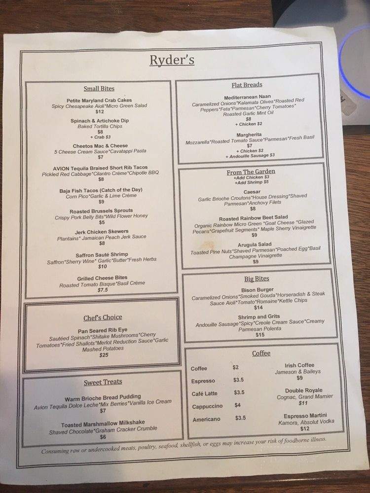 /28535559/Ryders-Menu-Baltimore-MD - Baltimore, MD