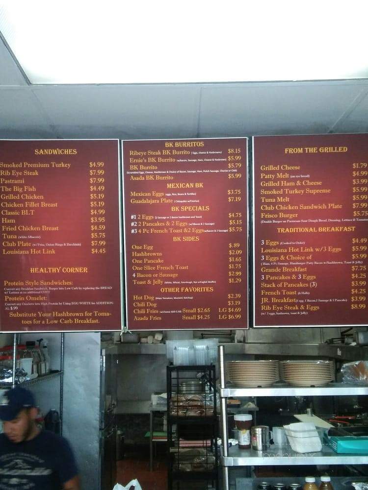 Ernie's Burgers - Alhambra, CA menu_pic