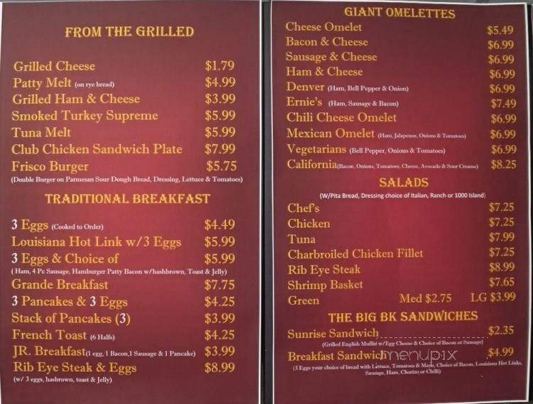 Ernie's Burgers - Alhambra, CA menu_pic
