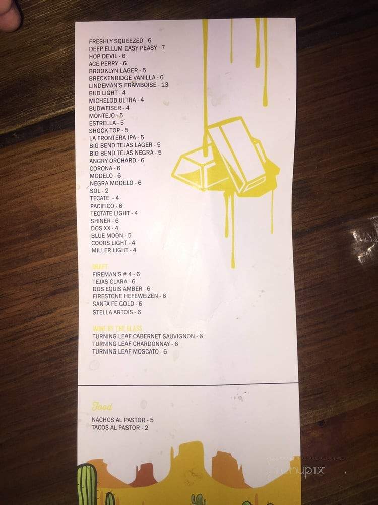 Fool's Gold Bar - El Paso, TX menu_pic