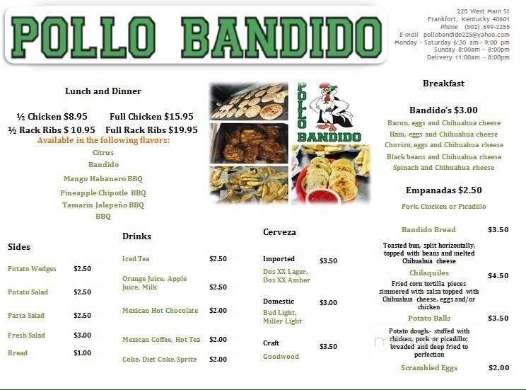 POLLO Bandido - Frankfort, KY menu_pic