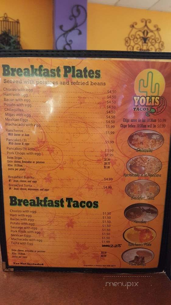 Tacos Yoli's - Houston, TX menu_pic