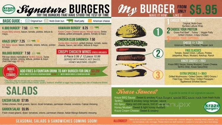 Kraze Burger - Syracuse, NY menu_pic