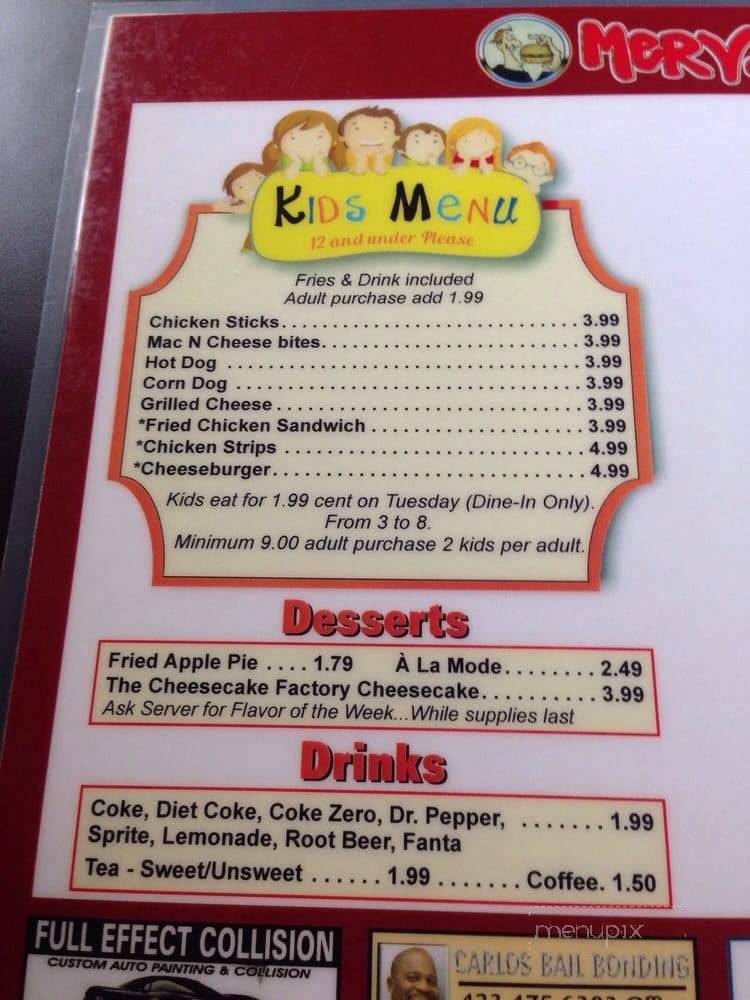 Merv's Burgers - Soddy-Daisy, TN menu_pic