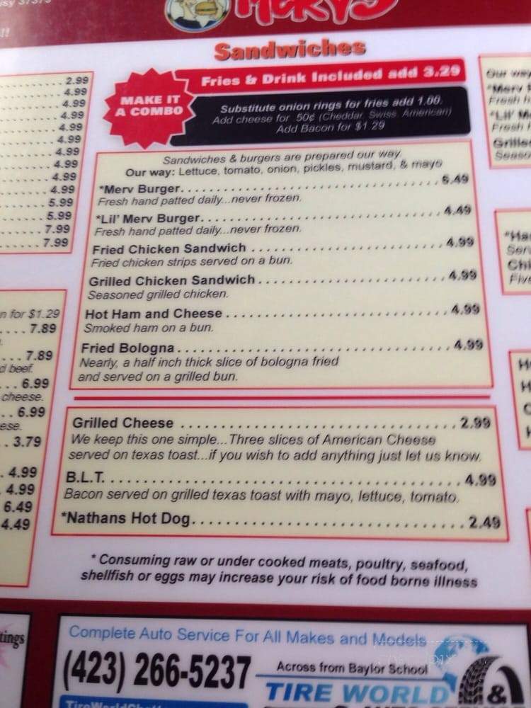 Merv's Burgers - Soddy-Daisy, TN menu_pic