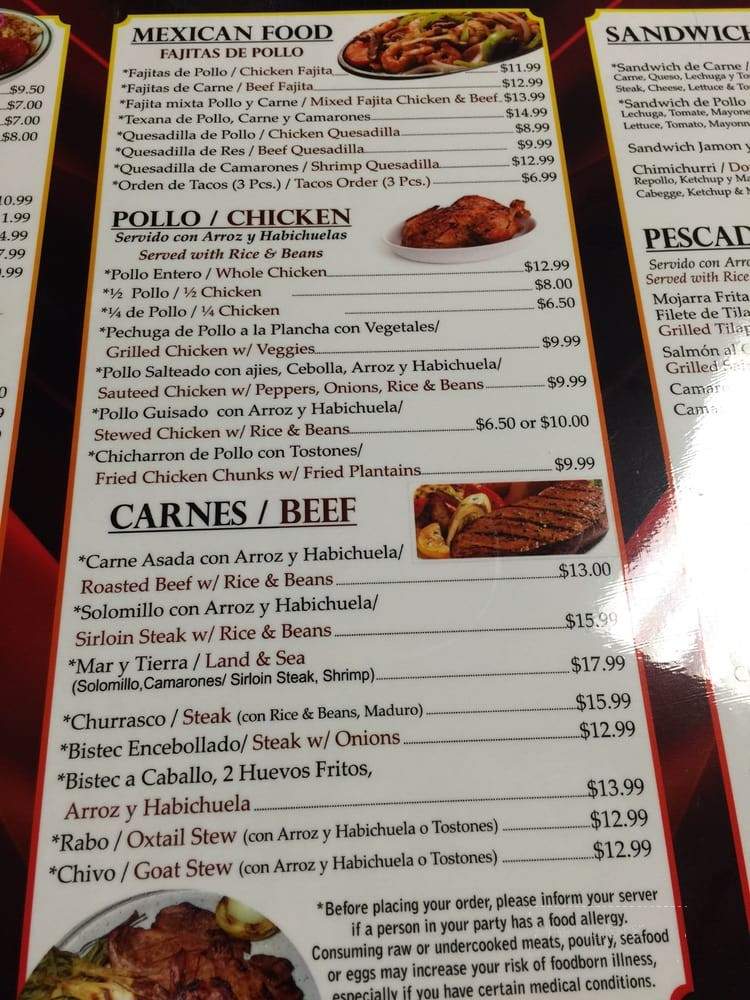 Rancho Tipico Restaurant & Bar - Richmond, VA menu_pic