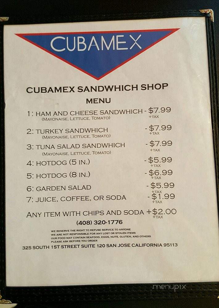 Cubamex - San Jose, CA menu_pic