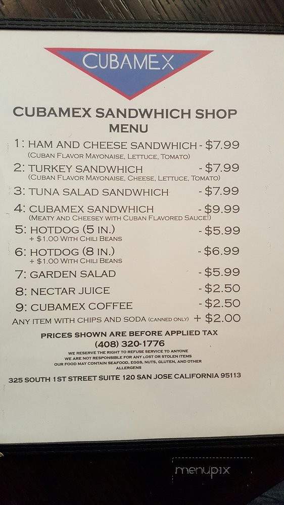 Cubamex - San Jose, CA menu_pic