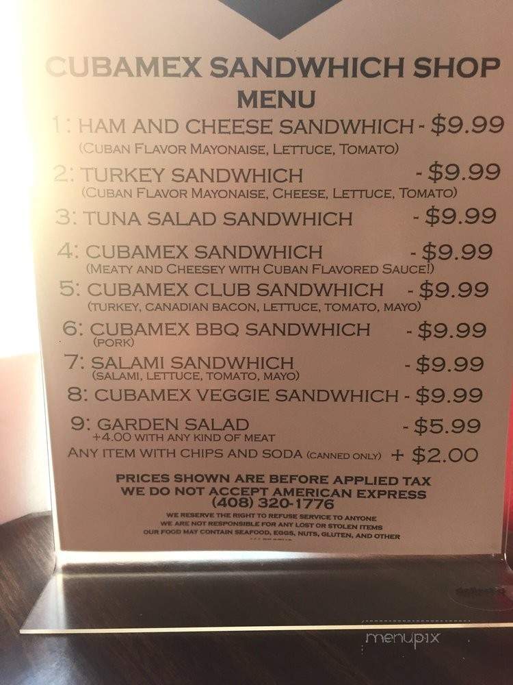 Cubamex - San Jose, CA menu_pic