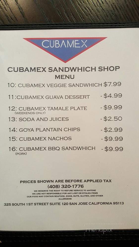 Cubamex - San Jose, CA menu_pic