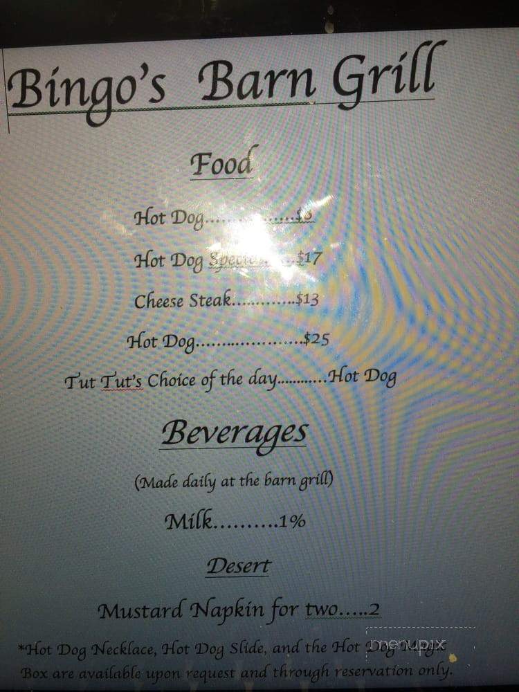 Bingo's Barn Grill - Staten Island, NY menu_pic