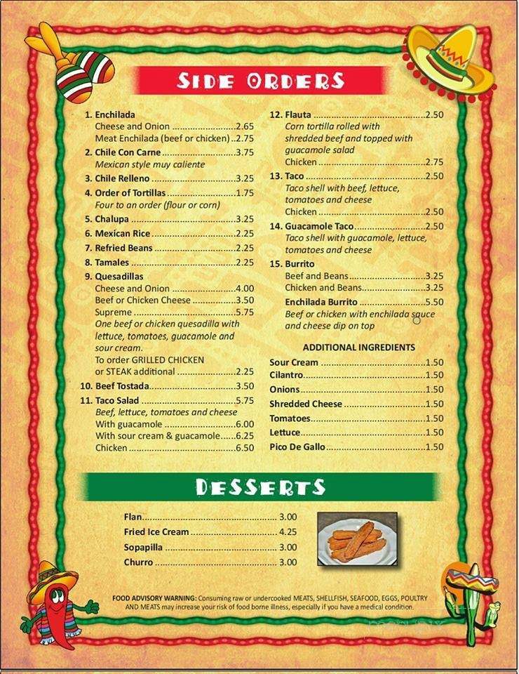 El Agave Mexican Restaurant - Florence, SC menu_pic