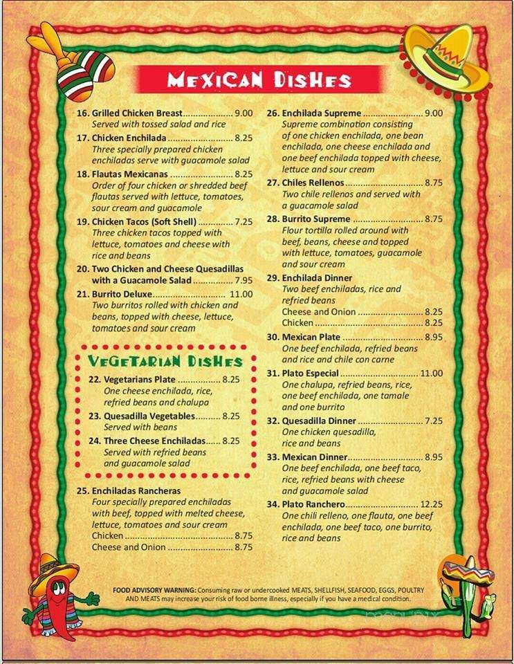 El Agave Mexican Restaurant - Florence, SC menu_pic