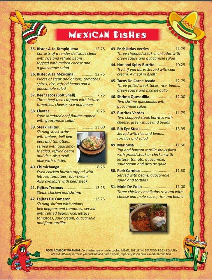 El Agave Mexican Restaurant - Florence, SC menu_pic