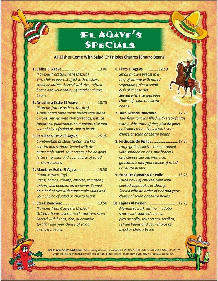 El Agave Mexican Restaurant - Florence, SC menu_pic