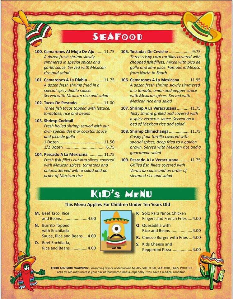 El Agave Mexican Restaurant - Florence, SC menu_pic