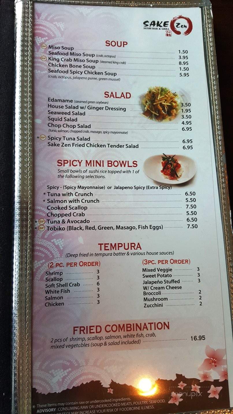 Sake Zen Sushi and Grill - Anderson, SC menu_pic