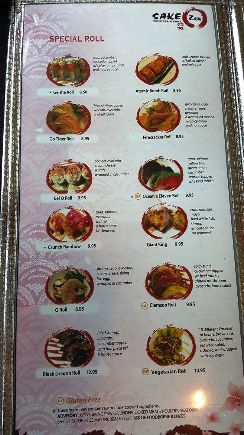 Sake Zen Sushi and Grill - Anderson, SC menu_pic