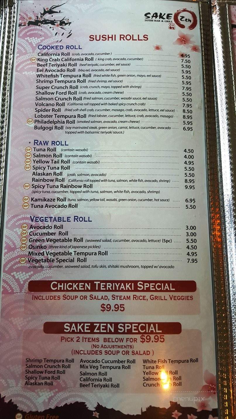 Sake Zen Sushi and Grill - Anderson, SC menu_pic
