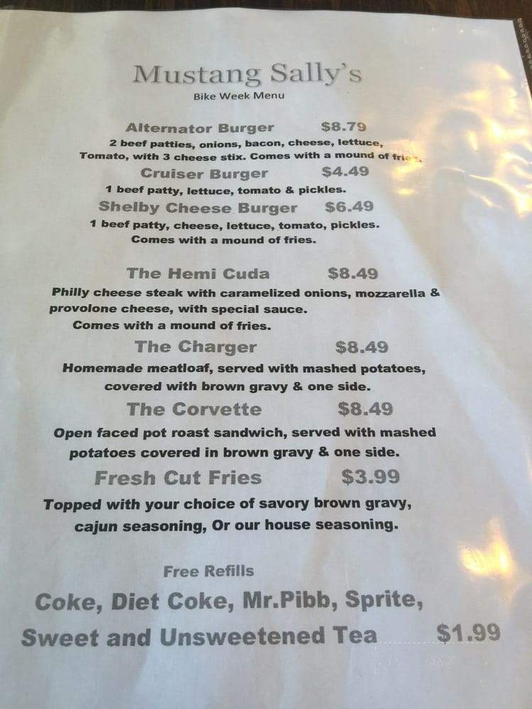 Mustang Sally's - Bunnell, FL menu_pic