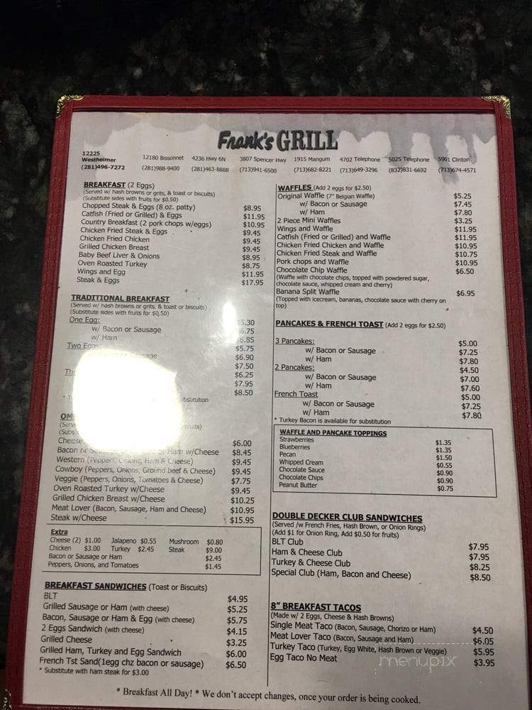 /28556393/Franks-Grill-Menu-Houston-TX - Houston, TX