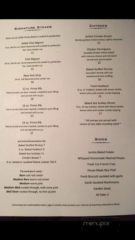 The Steakhouse and Watering Hole - Laconia, NH menu_pic