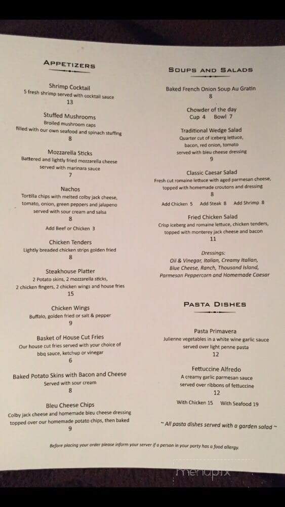 The Steakhouse and Watering Hole - Laconia, NH menu_pic