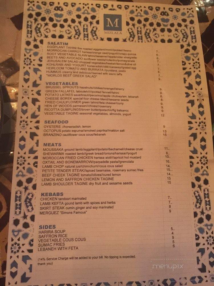 Mizlala - Los Angeles, CA menu_pic