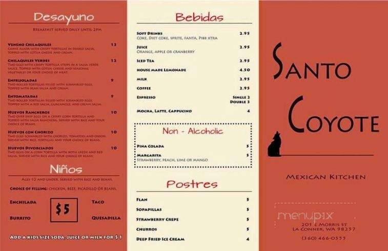 Santo Coyote - La Conner, WA menu_pic