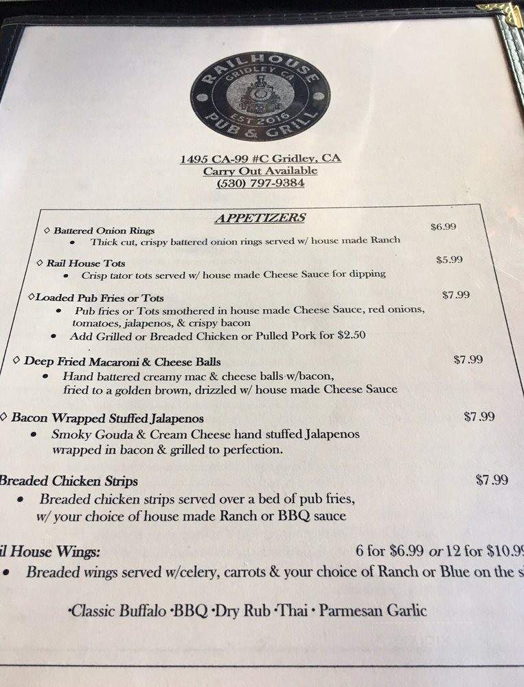 Rail House Pub & Grill - Gridley, CA menu_pic