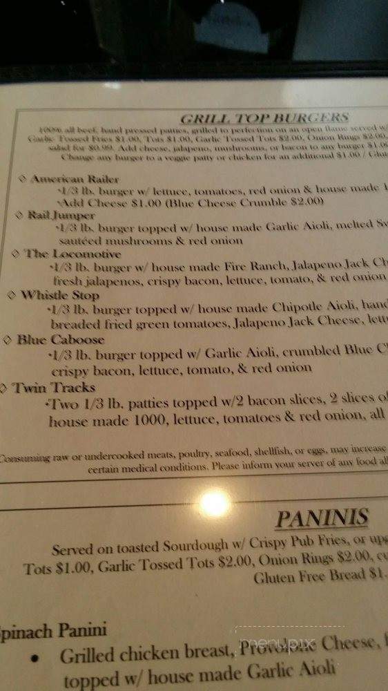 Rail House Pub & Grill - Gridley, CA menu_pic