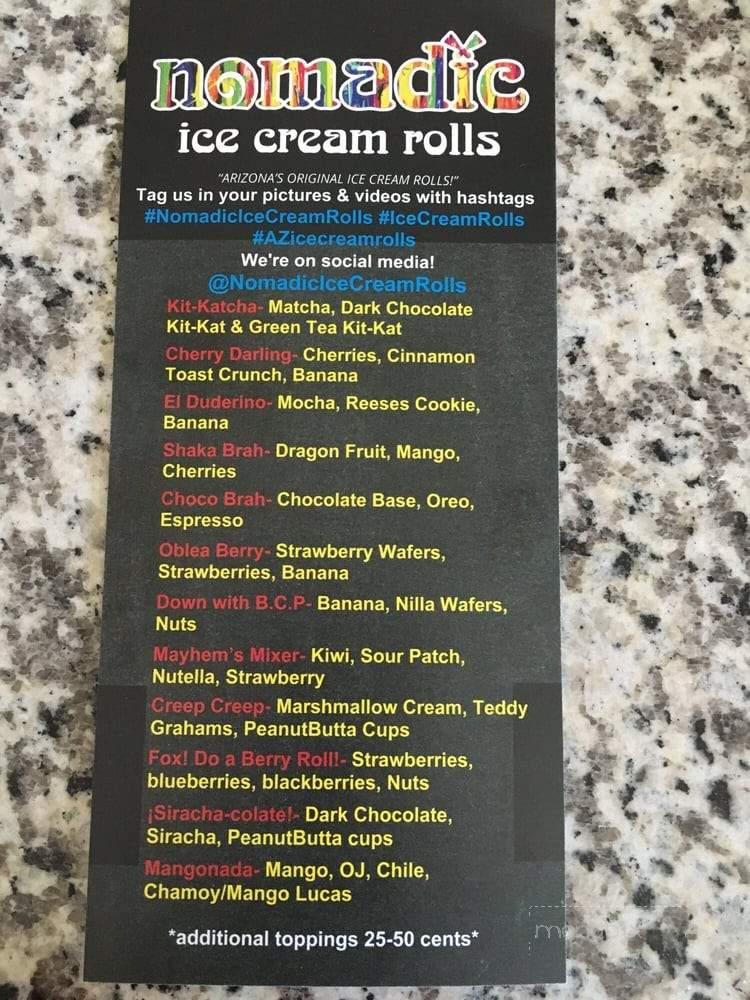 /28560787/Nomadic-Ice-Cream-Rolls-El-Menu-Mirage-AZ - El Mirage, AZ