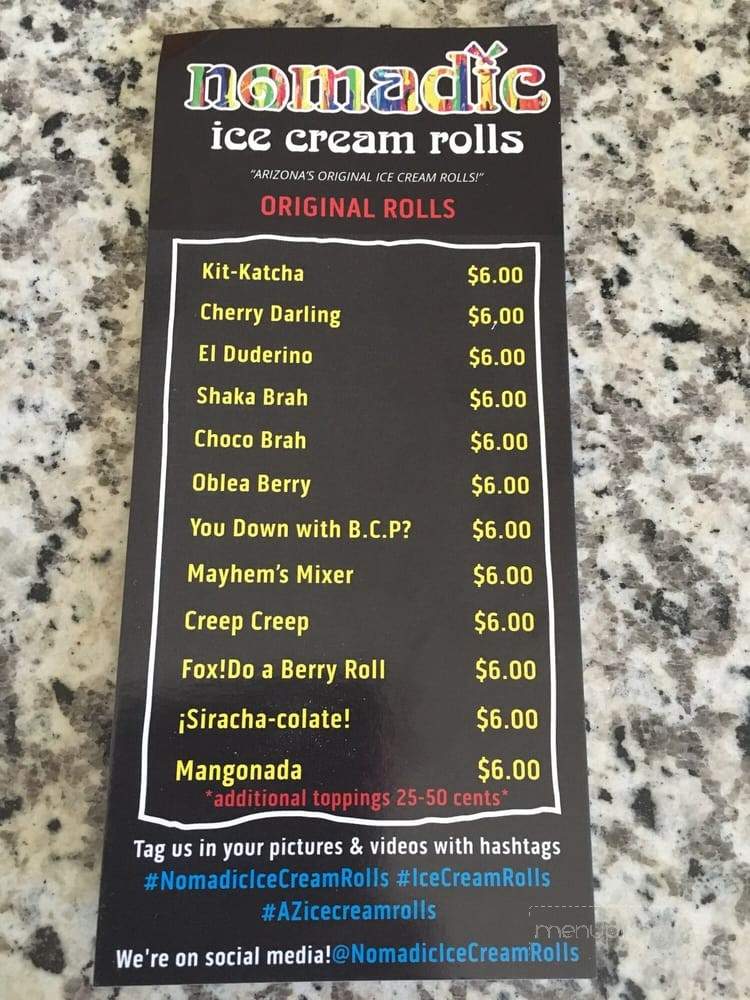 /28560787/Nomadic-Ice-Cream-Rolls-El-Menu-Mirage-AZ - El Mirage, AZ