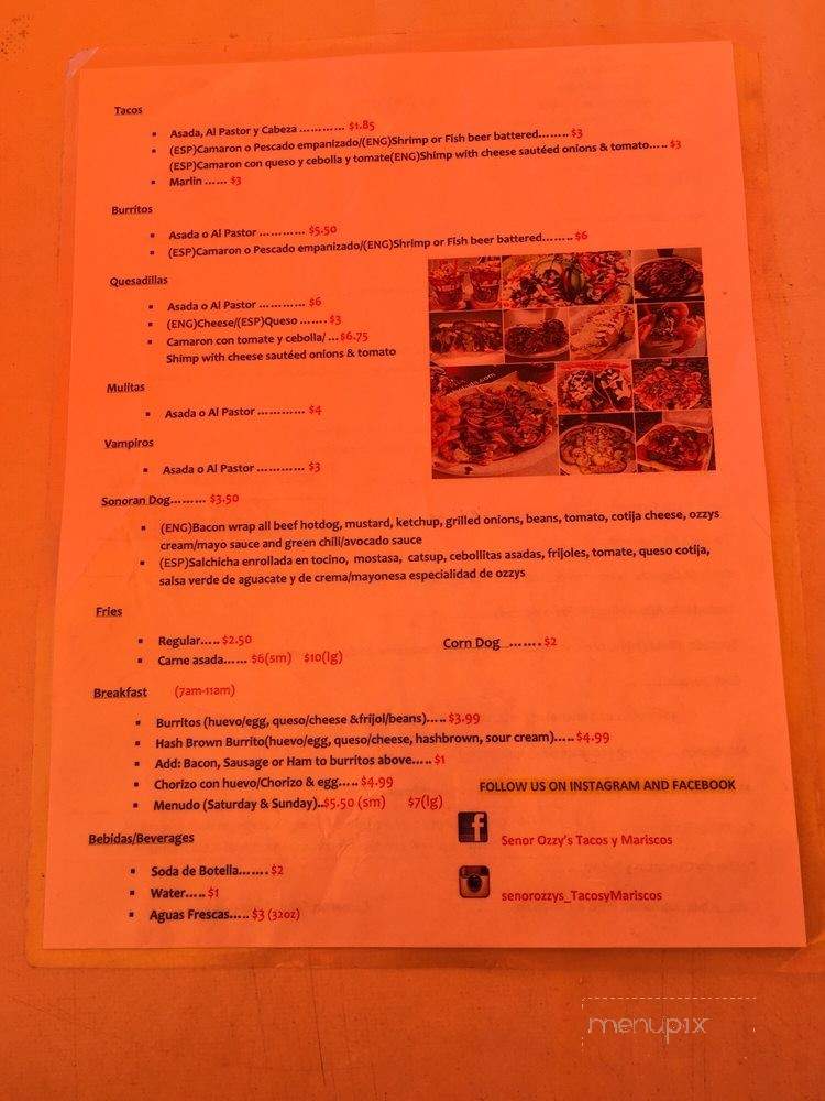 Senor Ozzy's Tacos Y Mariscos - Phoenix, AZ menu_pic