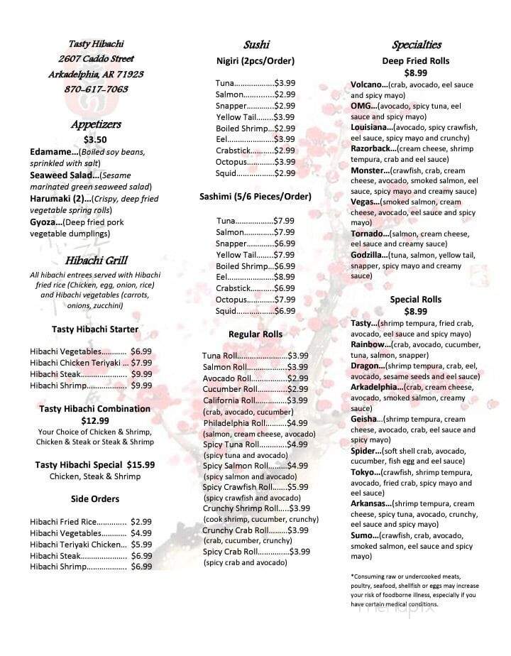 Tasty Hibachi - Arkadelphia, AR menu_pic