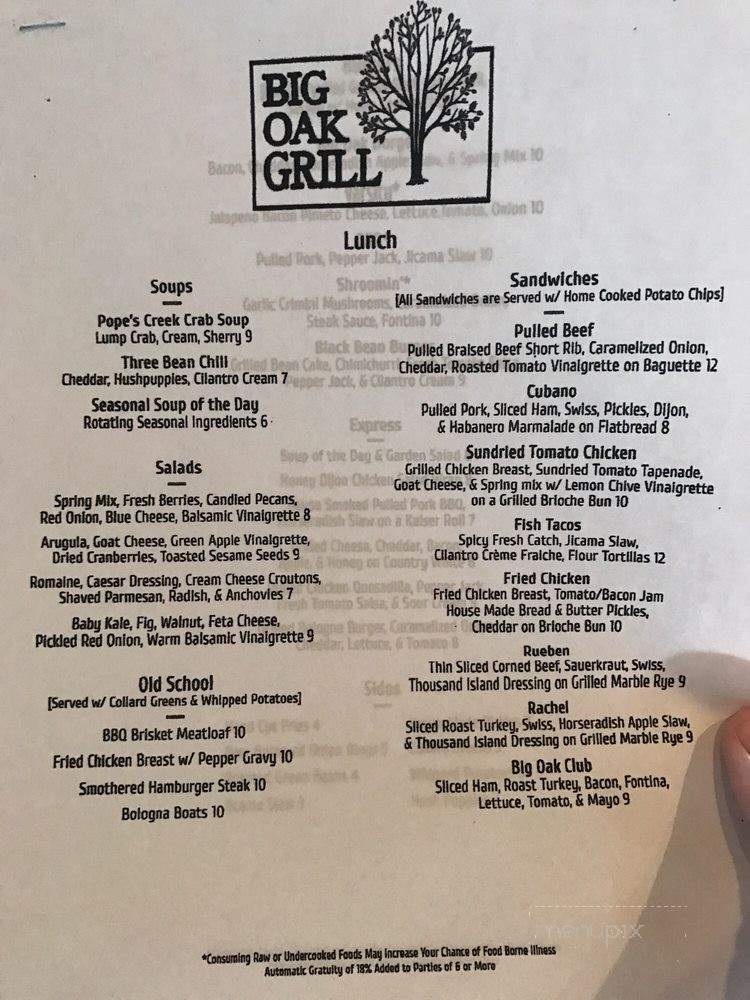 Big Oak Grill - Chester, VA menu_pic