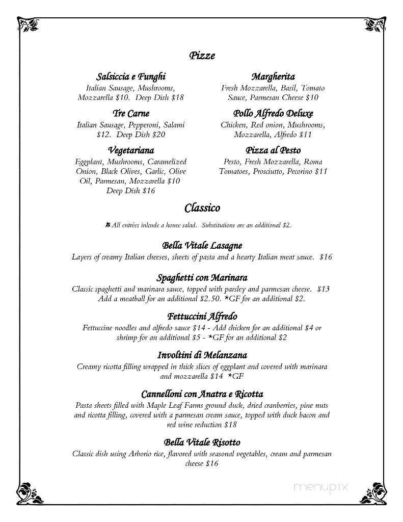 Bella Vitale Italian Eatery - Warsaw, IN menu_pic