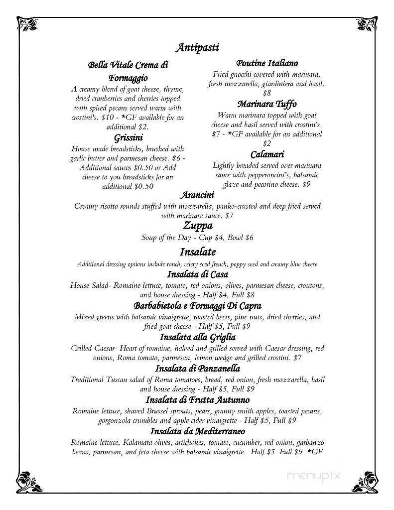 Bella Vitale Italian Eatery - Warsaw, IN menu_pic