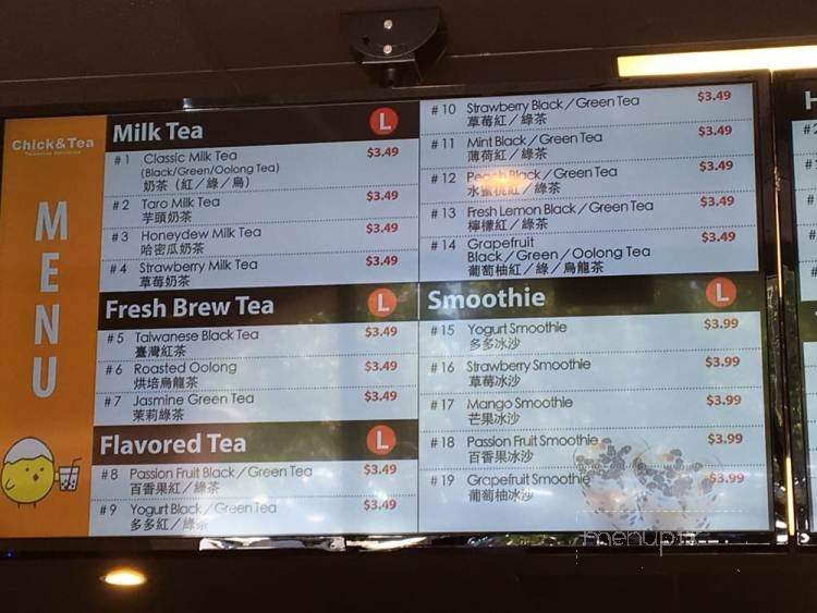 Chick & Tea - Milpitas, CA menu_pic