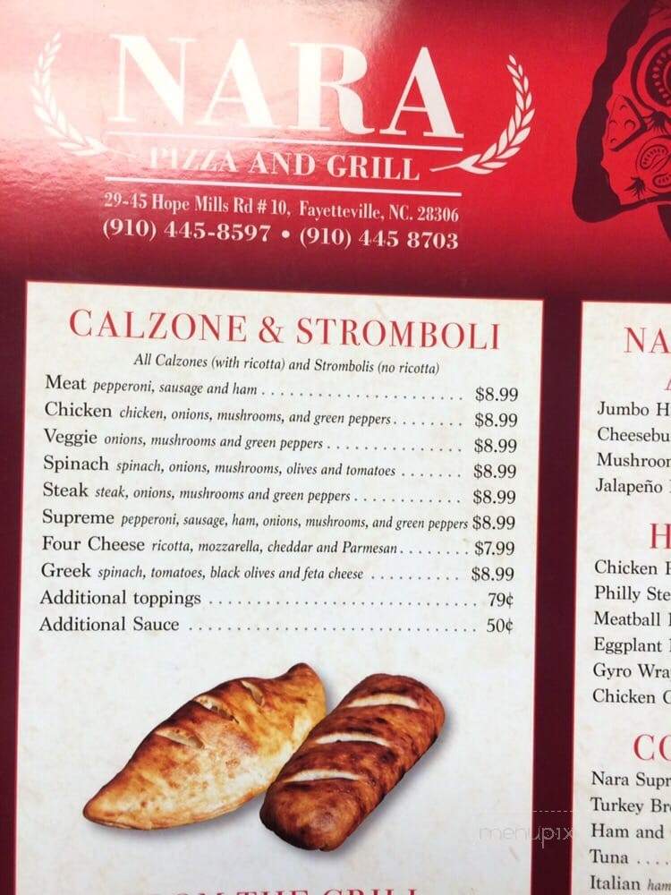 Nara Pizza and Grill - Fayetteville, NC menu_pic