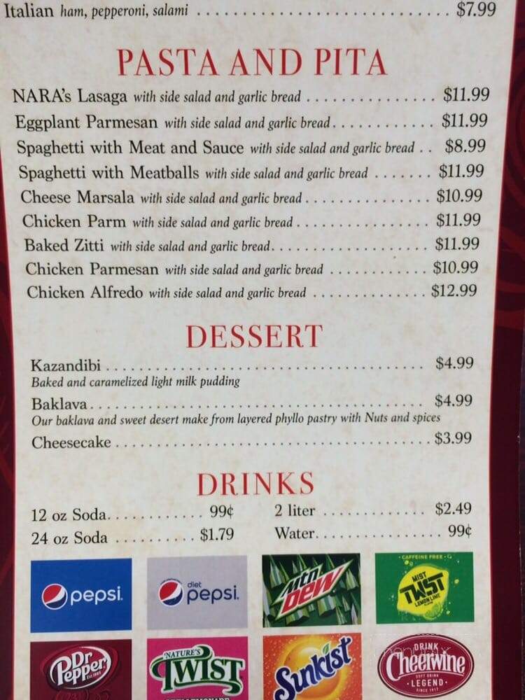 Nara Pizza and Grill - Fayetteville, NC menu_pic