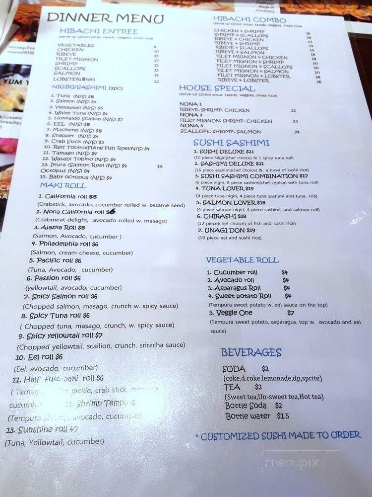 Nona Sushi - Fayetteville, NC menu_pic