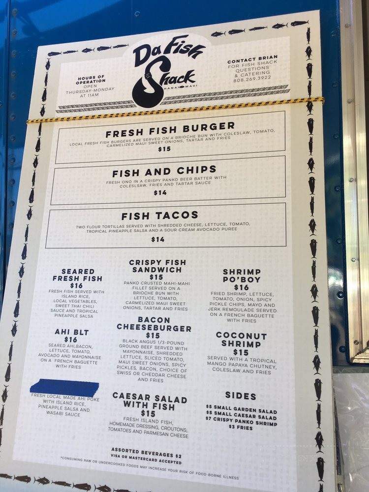 Da Fish Shack - Hana, HI menu_pic
