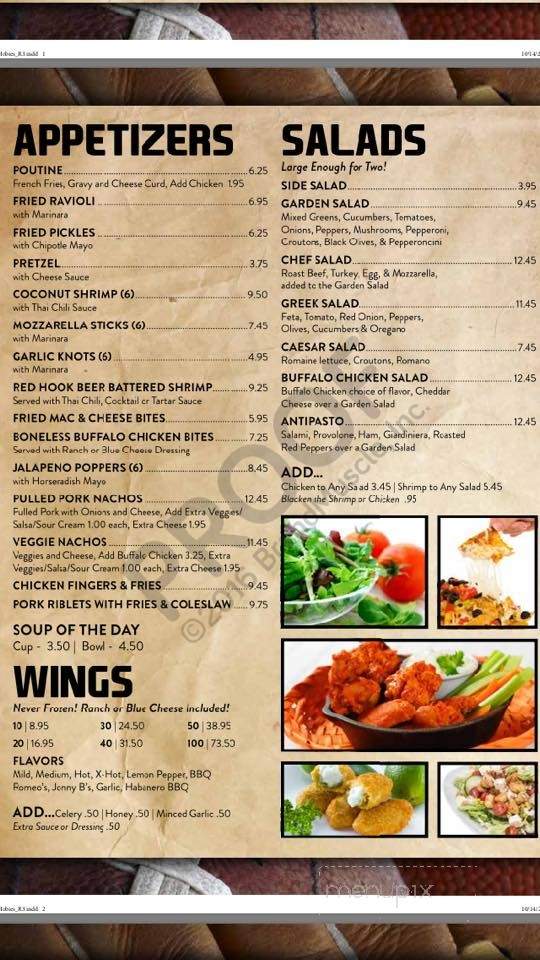 Hobis Sports Den - Plattsburgh, NY menu_pic