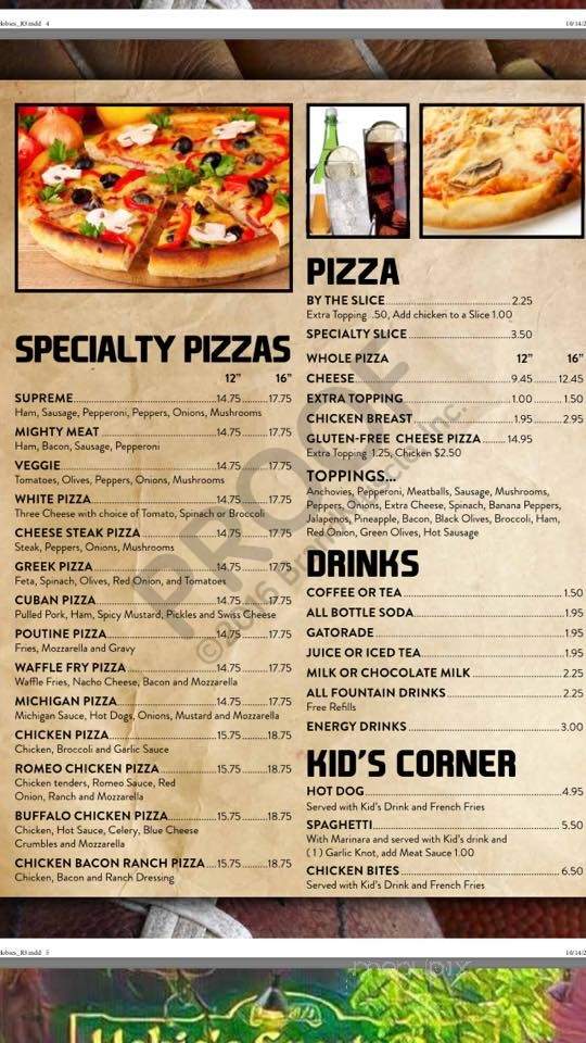 Hobis Sports Den - Plattsburgh, NY menu_pic
