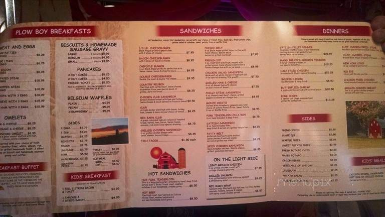 Red Barn Cafe & Hen House Bakery - Branson, MO menu_pic