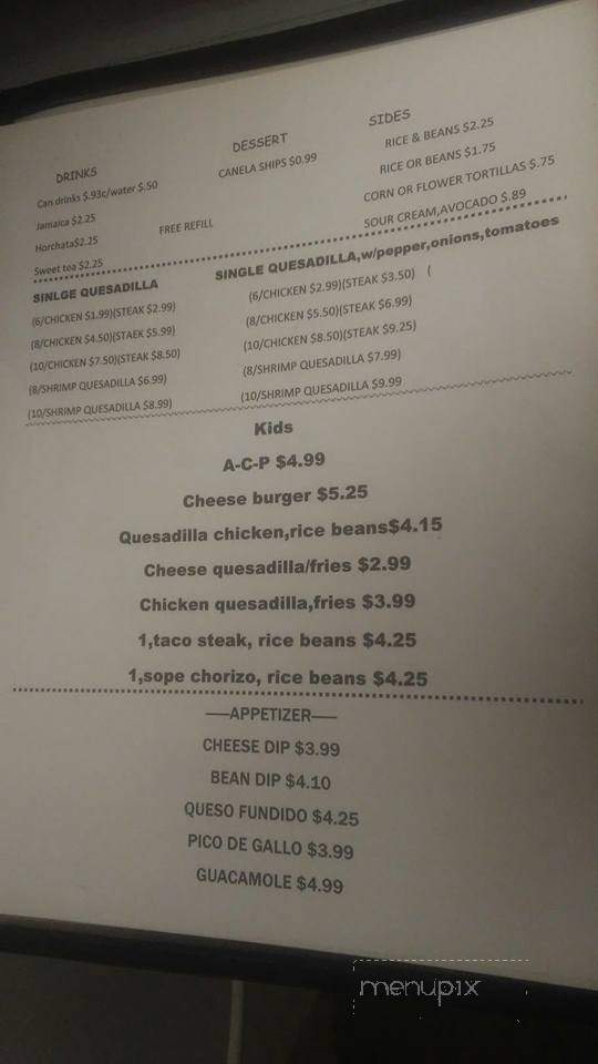 Taqueria Melecios - Shannon, NC menu_pic